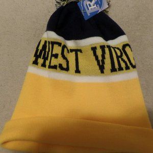 West Virginia Unisex Pom Yellow/Gold/Blue Beanie – New